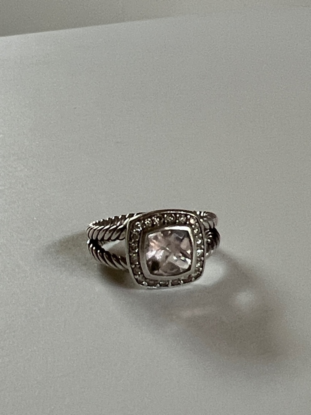 David Yurman Sterling Silver Ring with Pale Pink morganite petite albion - Picture 11 of 12